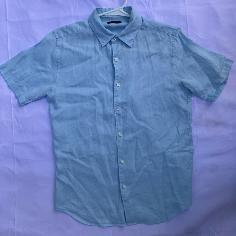 THEORY - Irving short sleeve shirt in relaxed linen size extra small
